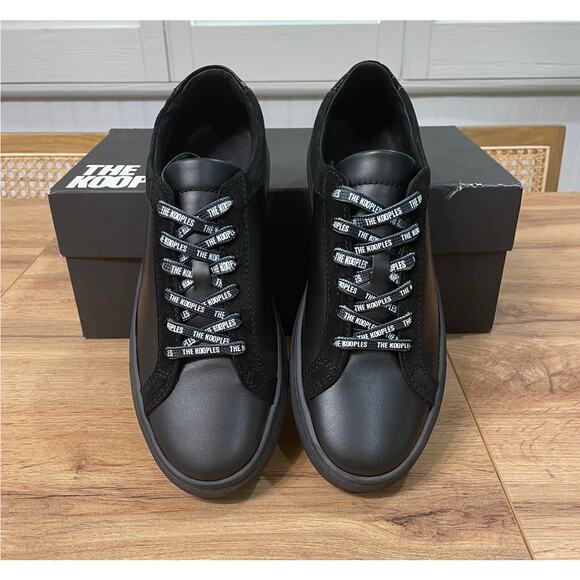 The Kooples Black Sneakers Unisex Leather Vinyl Size 7.5 US 38 EU NIB Low Tops - Picture 5 of 14